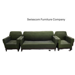 Five seater Sofa Set full covered Green Fabric