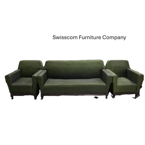 Five seater Sofa Set full covered Green Fabric