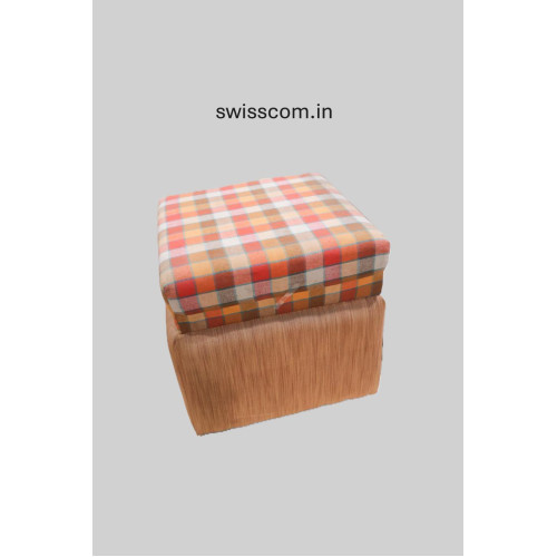 Wooden Puffy with Storage Box & Dual Upholstery